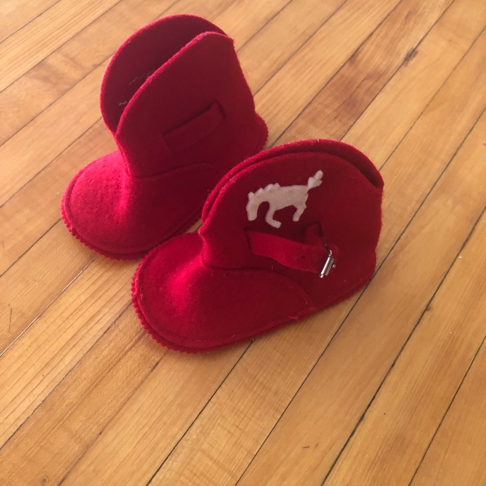 Vintage Newborn Handmade Felt Cowboy Boots Booties
